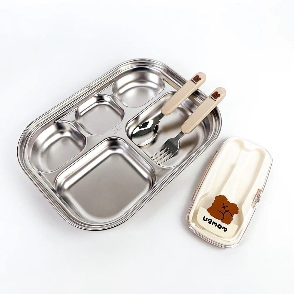 UBMOM Stainless Steel Food Tray and Lid Set with 5 Compartment