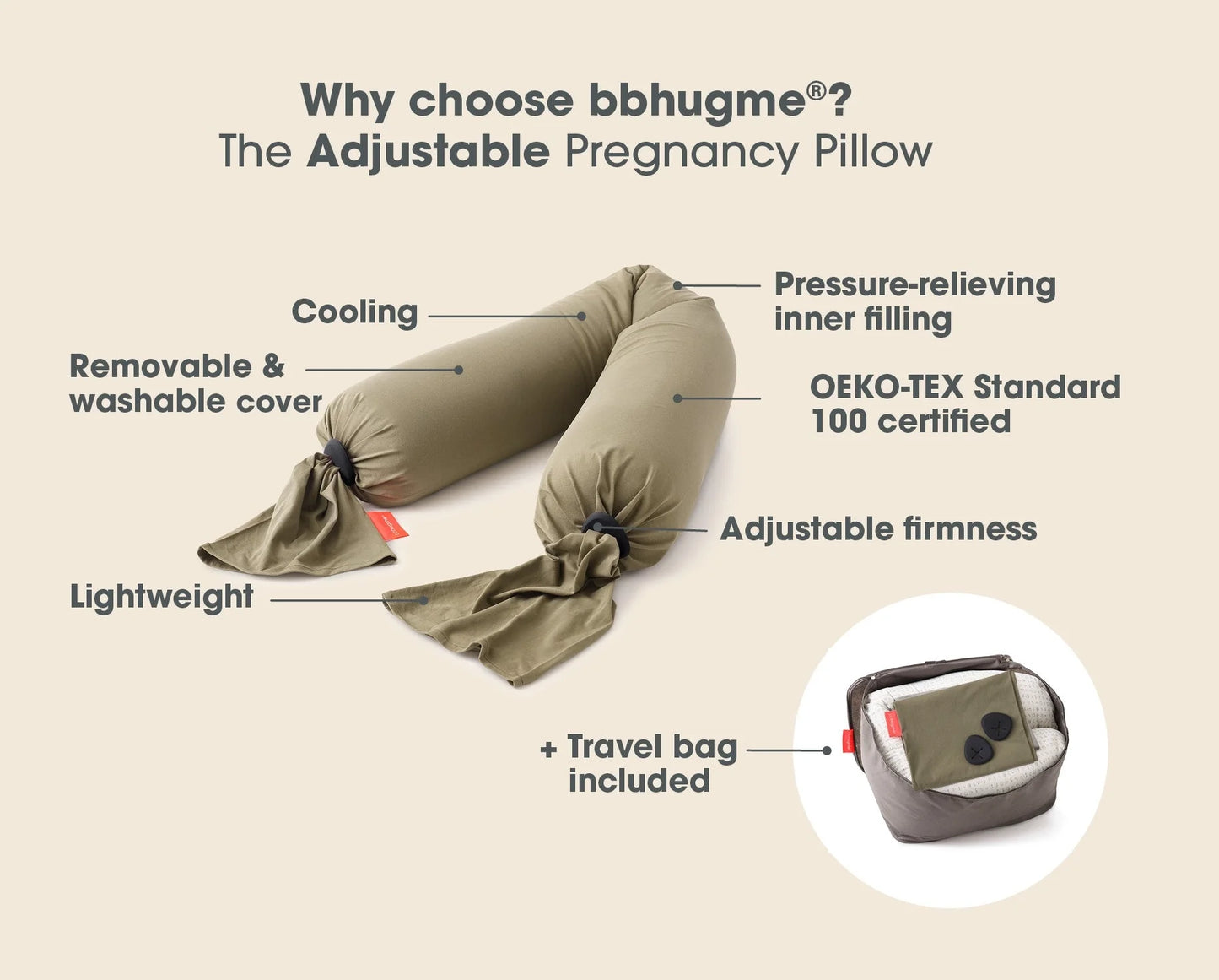 Pregnancy Pillow - Dusty Olive