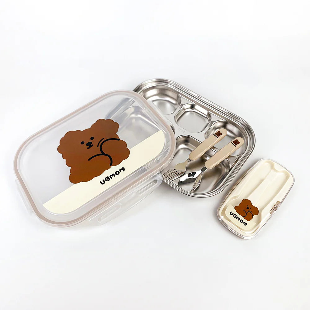 UBMOM Stainless Steel Food Tray and Lid Set with 5 Compartment