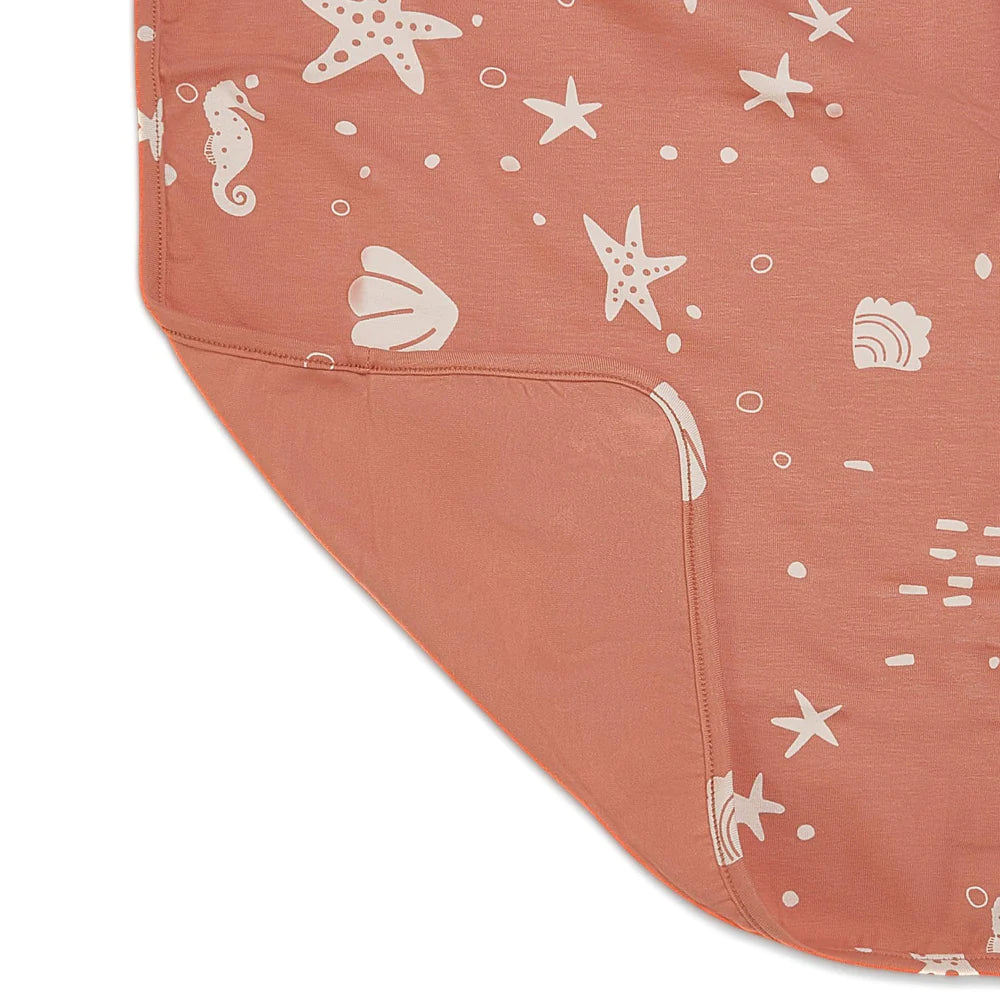 Organic Print Receiving Blanket - Coral Rose Seashells