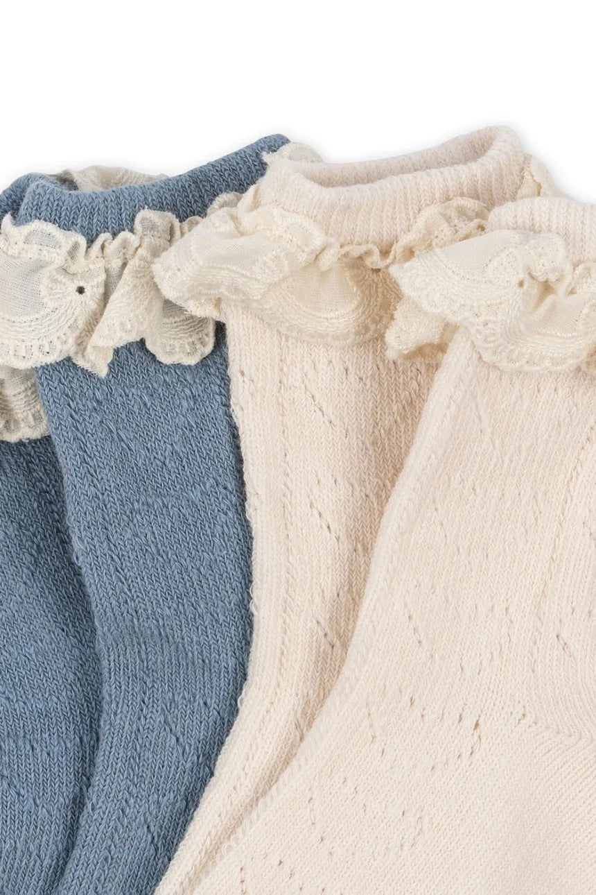 Pointelle Socks - Blue Mix (2 Pack)