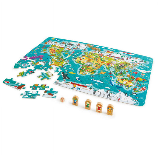 2-in-1 World Map Puzzle and Game 100 Pieces