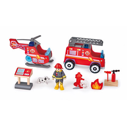 Hape Fire Station-Wooden Playset with Lights & Sounds For 3+