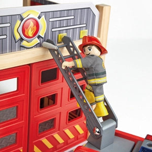 Hape Fire Station-Wooden Playset with Lights & Sounds For 3+