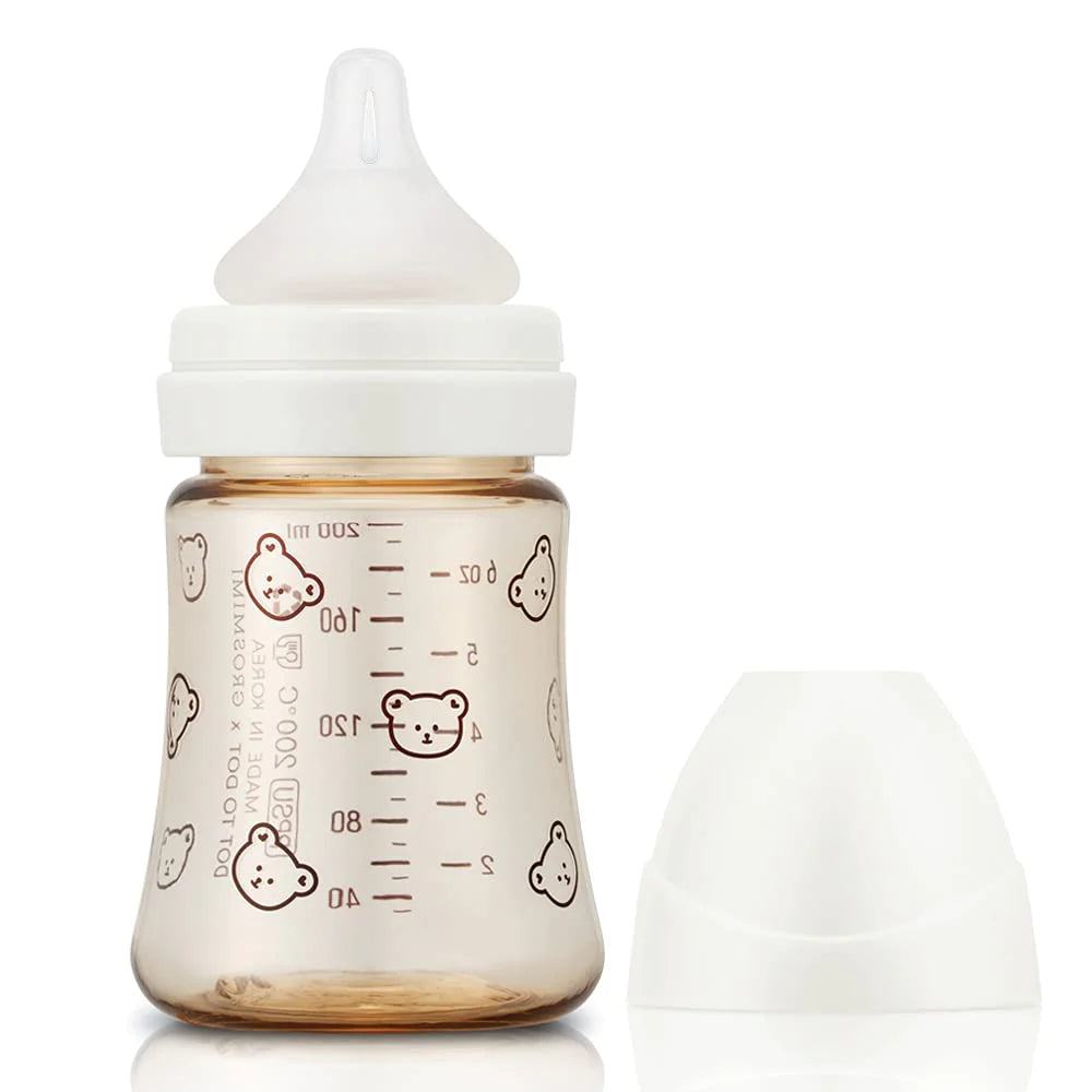 Grosmimi PPSU Baby Bottle 6oz (200ml) - Bear_White