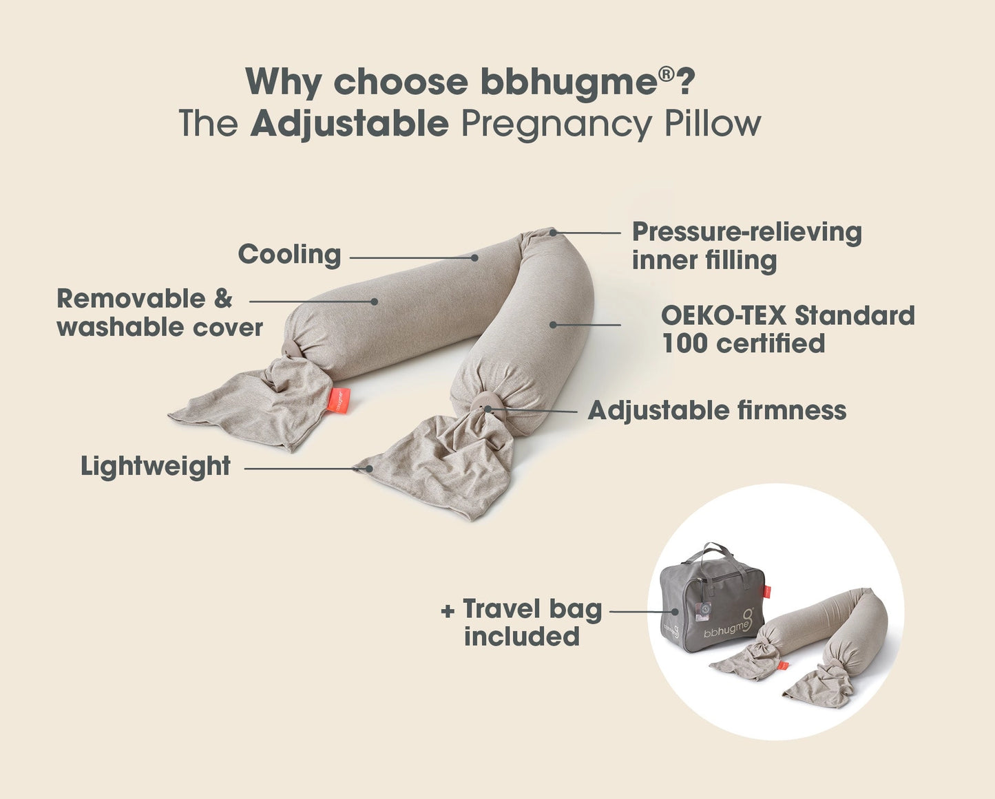 Pregnancy Pillow - Seashell Beige