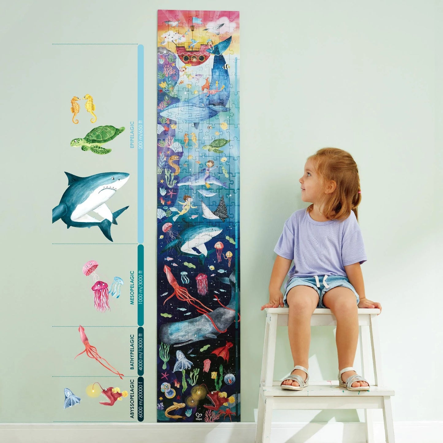 Hape Ocean Life Puzzle 200 Pieces Colorful Giant Long Puzzle