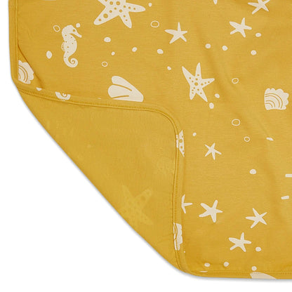Organic Print Receiving Blanket - Sunny Yellow Seashells