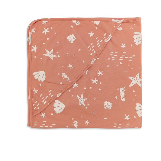 Organic Print Receiving Blanket - Coral Rose Seashells
