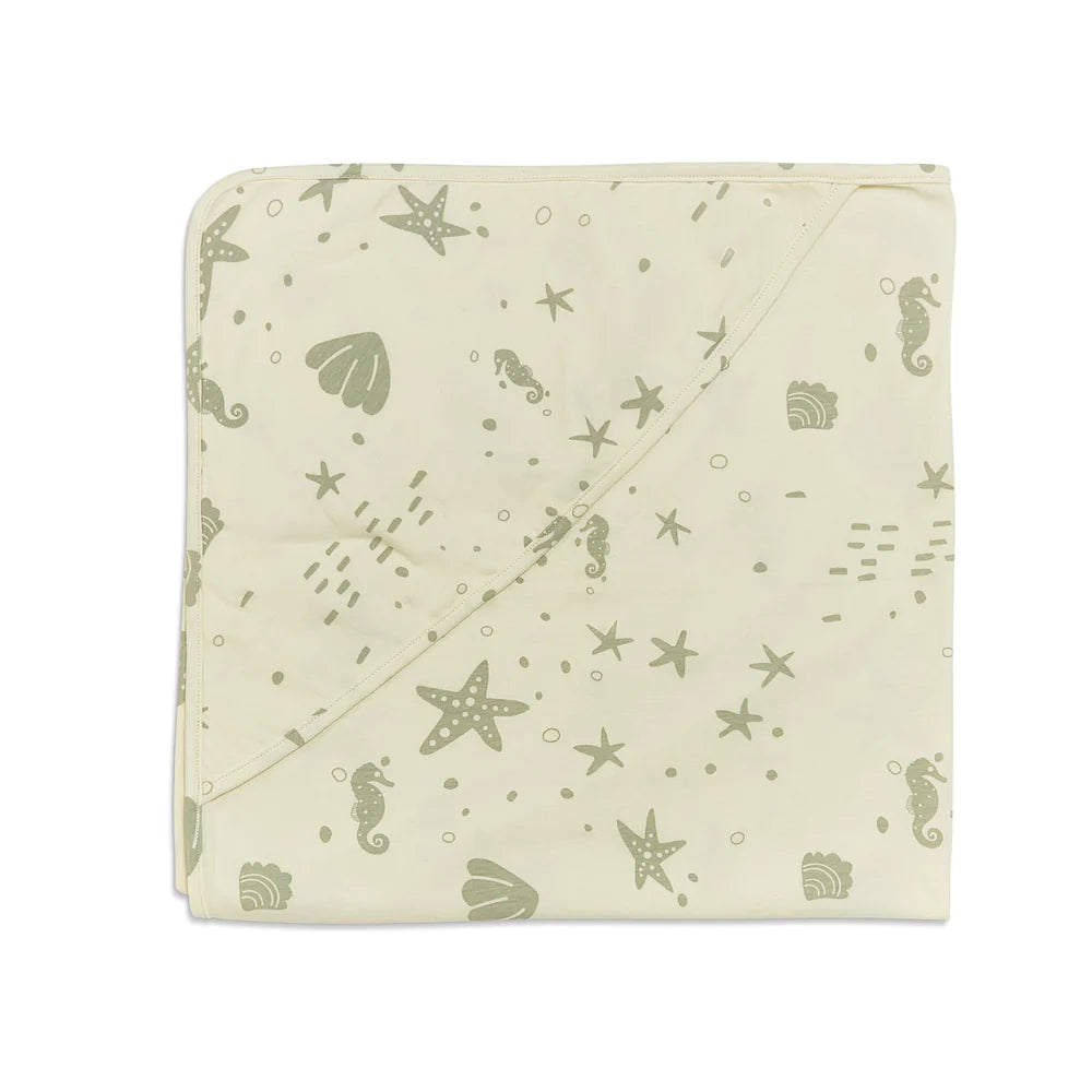 Organic Print Receiving Blanket - Sugar Cookie Seashells