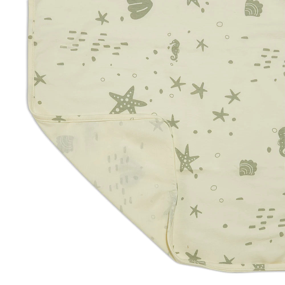 Organic Print Receiving Blanket - Sugar Cookie Seashells