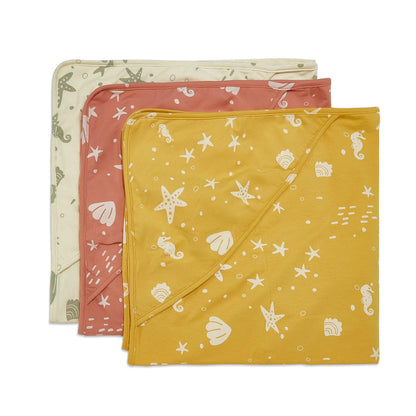 Organic Print Receiving Blanket - Sugar Cookie Seashells