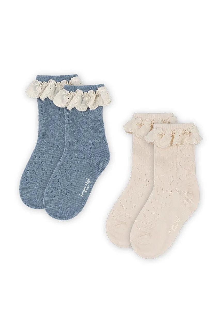 Pointelle Socks - Blue Mix (2 Pack)