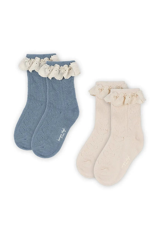 Pointelle Socks - Blue Mix (2 Pack)