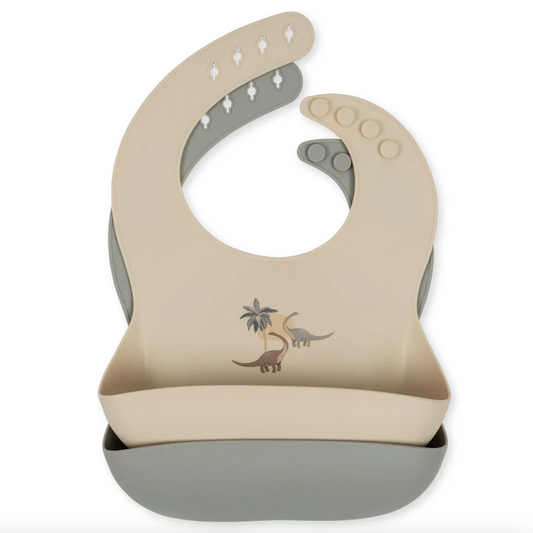2 Pack Silicone Bibs - Dino