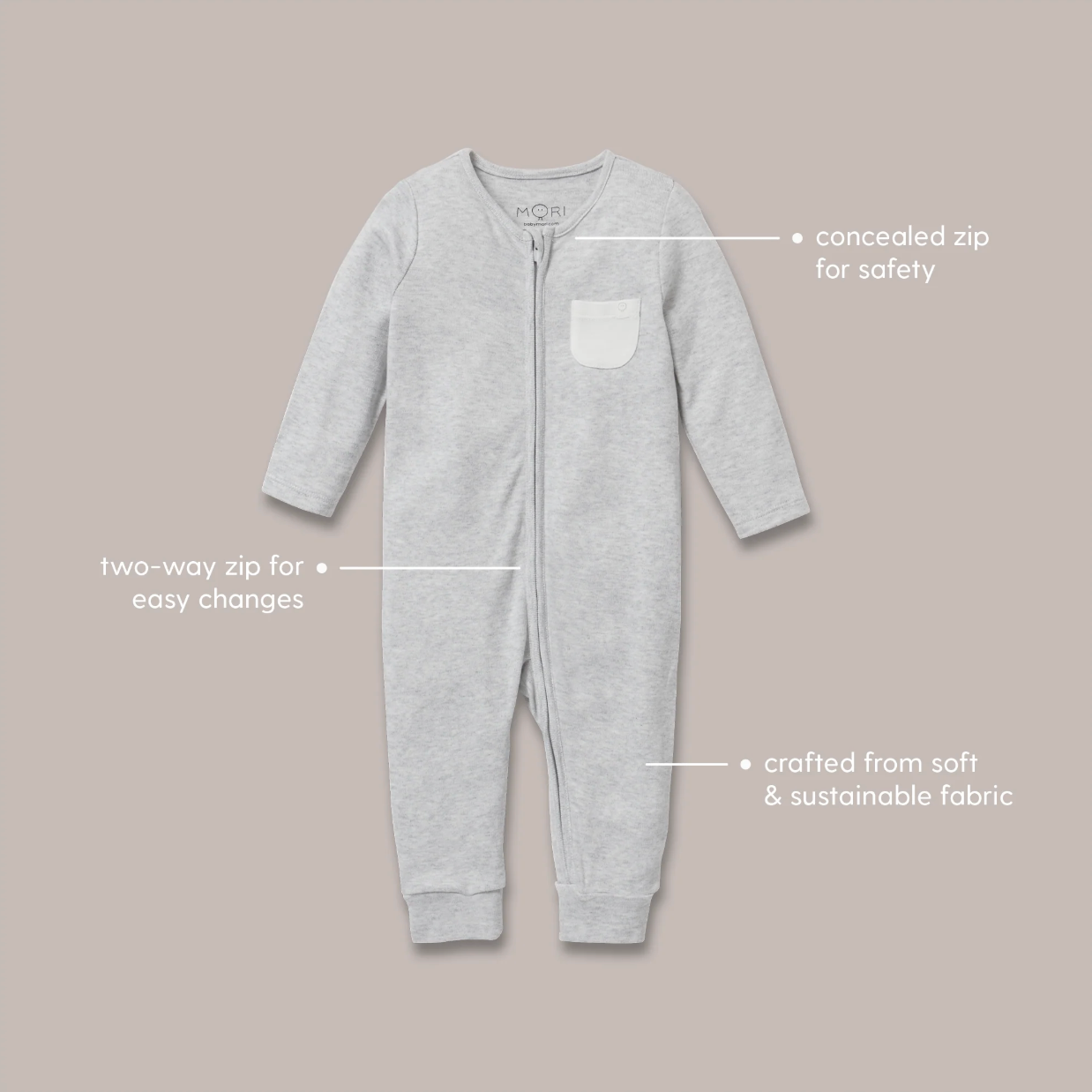 Clever Zip Romper - Grey Stripe