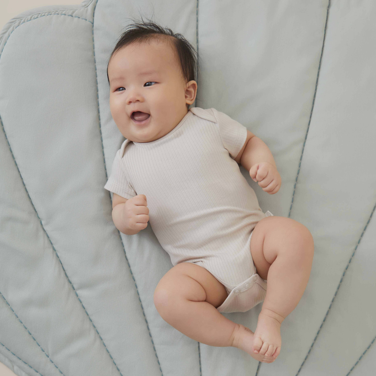 Ribbed Short Sleeve Bodysuit - Ecru