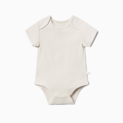 Ribbed Short Sleeve Bodysuit - Ecru