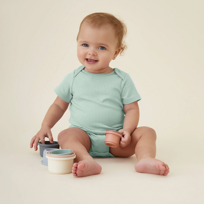 Ribbed Short Sleeve Bodysuit - Mint