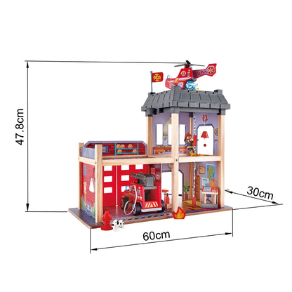 Hape Fire Station-Wooden Playset with Lights & Sounds For 3+