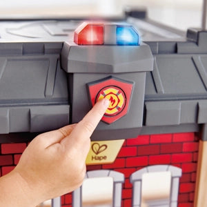 Hape Fire Station-Wooden Playset with Lights & Sounds For 3+