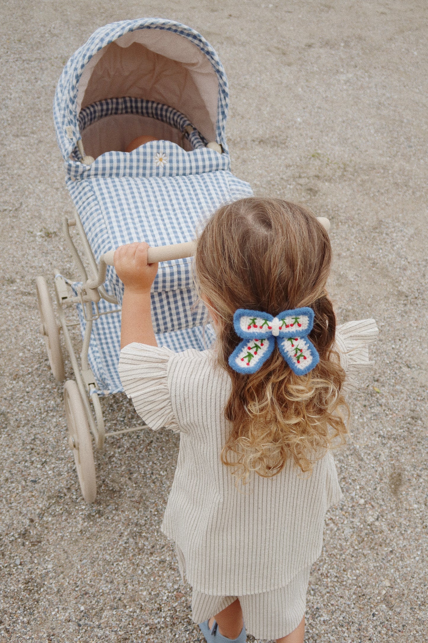 Cherry Crochet Bow Clip - Cherry