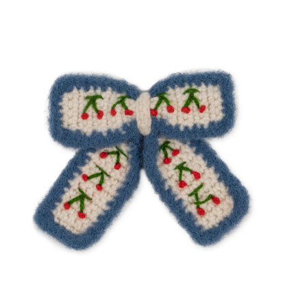 Cherry Crochet Bow Clip - Cherry